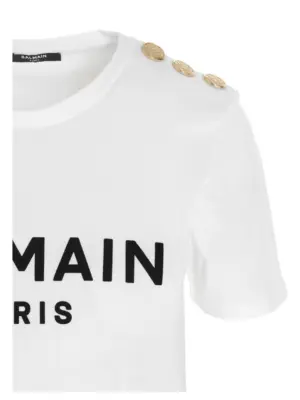 Logo print T-shirt Woman BALMAIN White/Black
