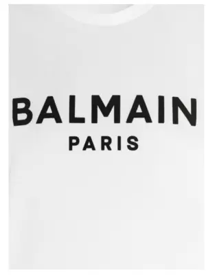Logo print T-shirt 100% cotton BALMAIN White/Black