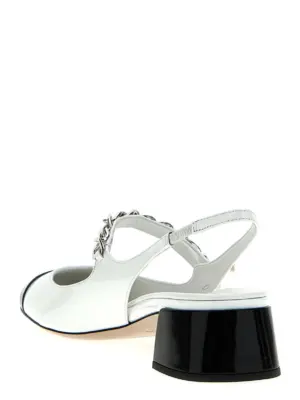 Patent leather slingback Woman MIU MIU White/Black