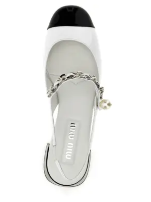 Patent leather slingback 100% lamb leather (Ovis aries) MIU MIU White/Black
