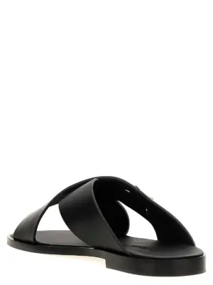 Logo leather sandals Man DOLCE & GABBANA Black