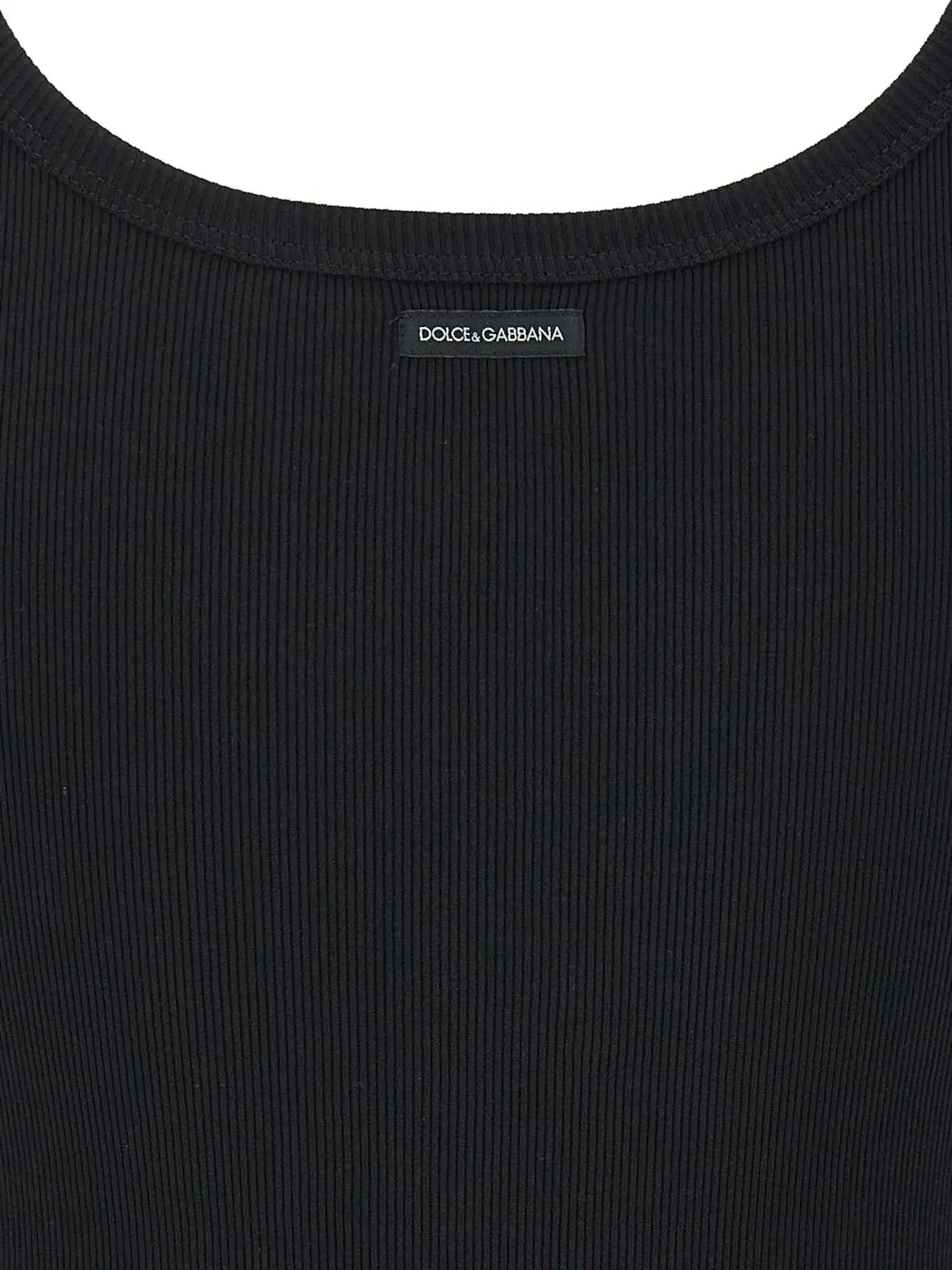 Ребристий майка Dolce & Gabbana 4 Ribbed tank top 100% cotton DOLCE & GABBANA Black