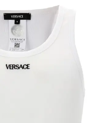 Logo embroidery tank top Man VERSACE White