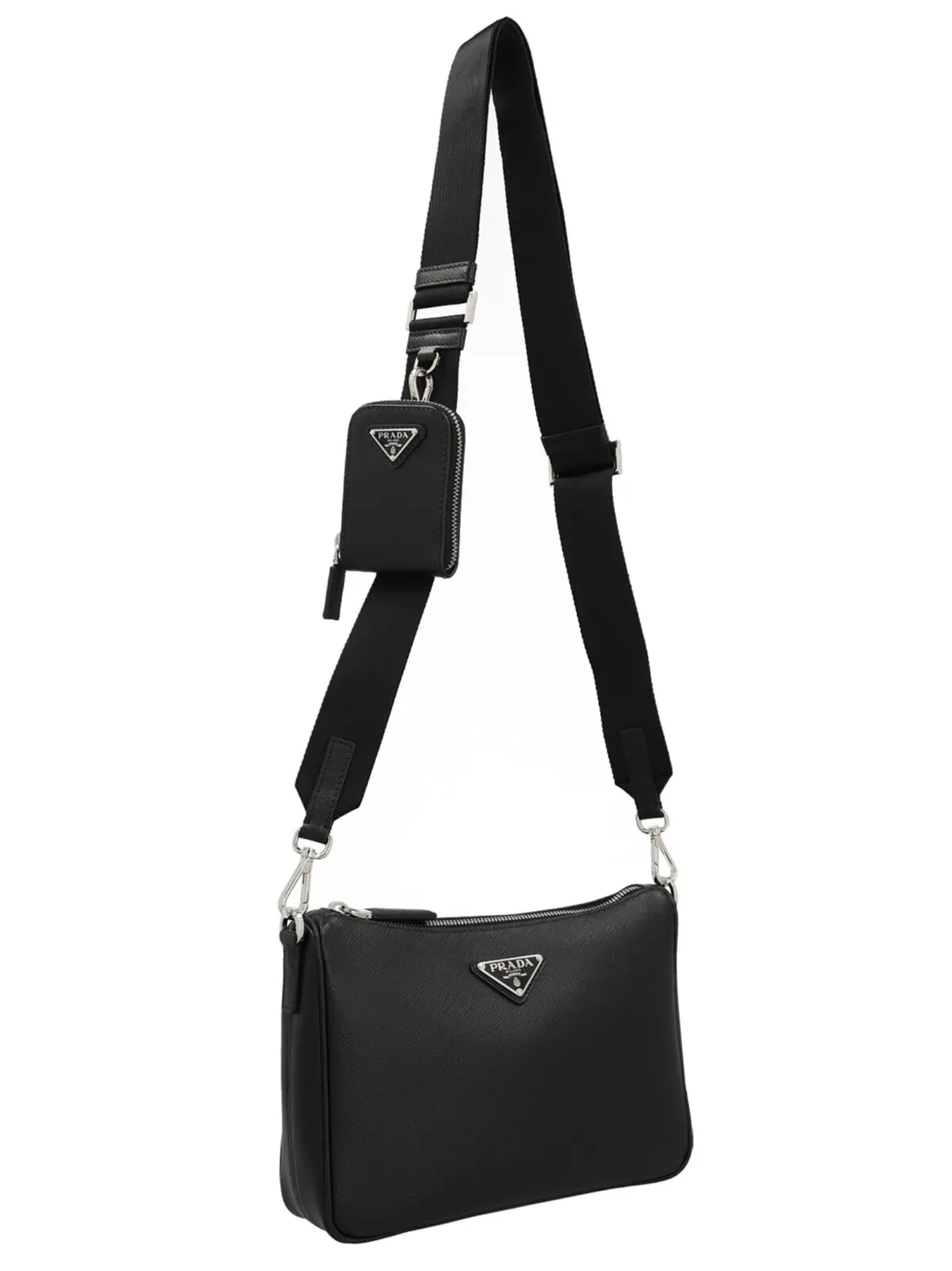 Сумка крос-боді Re-Nylon & Saffiano Prada Чорна 3 Re-Nylon & Saffiano crossbody bag Man PRADA Black