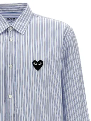 Logo patch striped shirt Man COMME DES GARÇONS PLAY Light Blue
