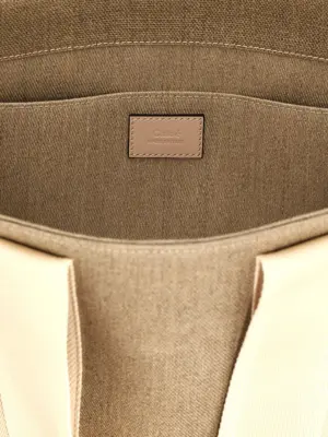 'Woody Medium' shopping bag 100% linen CHLOÉ Pink