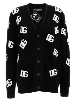 Jacquard logo cardigan DOLCE & GABBANA White/Black