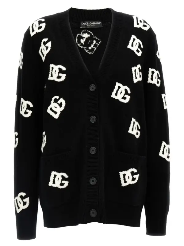 Jacquard logo cardigan DOLCE & GABBANA White/Black
