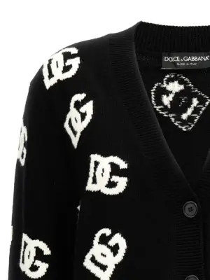 Jacquard logo cardigan Woman DOLCE & GABBANA White/Black