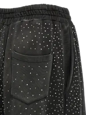 Rhinestone joggers 100% cotton GIUSEPPE DI MORABITO Black