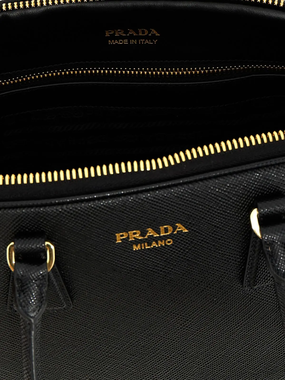 Середня сумка Prada Saffiano Чорна 4 Saffiano midi handbag 100% cow leather (Bos Taurus) PRADA Black