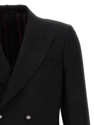 Check double-breasted blazer Man ETRO Black