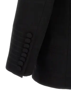 Check double-breasted blazer 100% virgin wool ETRO Black