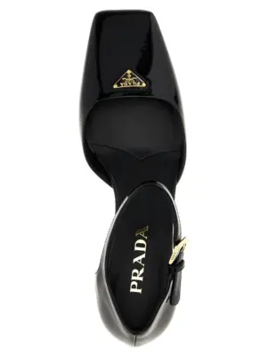 Logo patent pumps 100% cow leather (Bos Taurus) PRADA Black