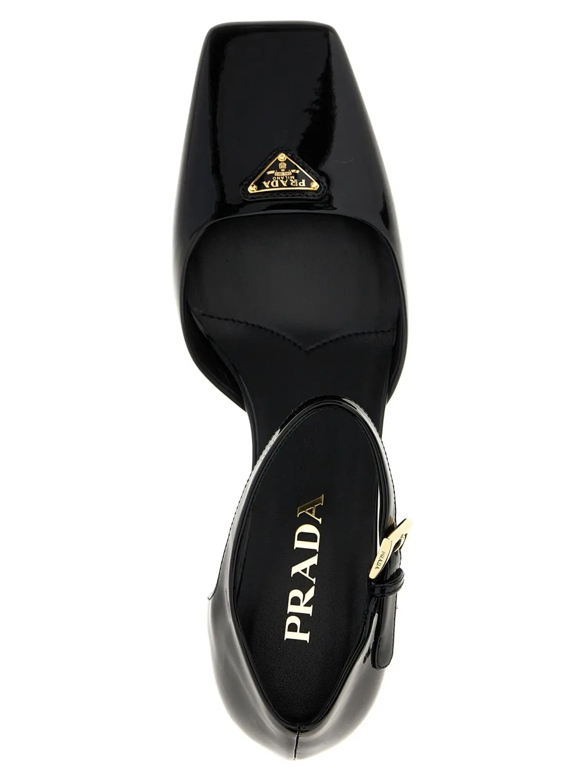 Лакові туфлі-човники з логотипом Prada Чорні 4 Logo patent pumps 100% cow leather (Bos Taurus) PRADA Black