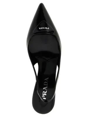 Triangle logo slingback 100% cow leather (Bos Taurus) PRADA Black