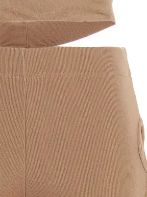 Cut out pants with lacing 80% viscose 10% polyester 9% polyamide 1% elastane ANDREĀDAMO Beige