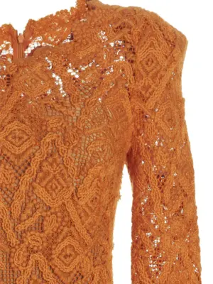 Macramé lace dress Woman ERMANNO SCERVINO Orange