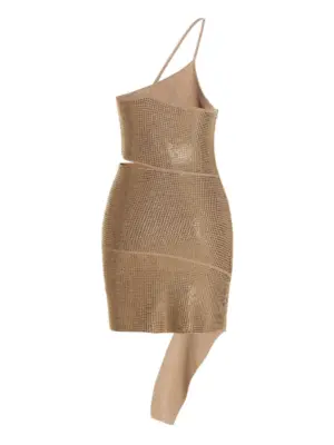 Sequin one shoulder dress ADFW22DR05772475001 ANDREĀDAMO Beige