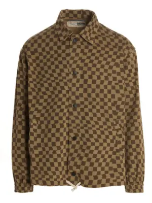 Check print overshirt INCOTEX RED X FACETASM Brown