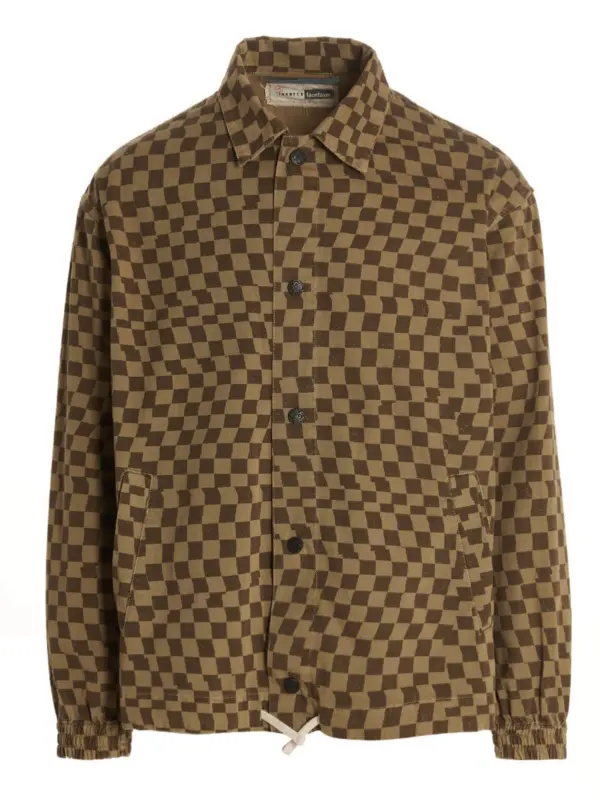 Check print overshirt INCOTEX RED X FACETASM Brown