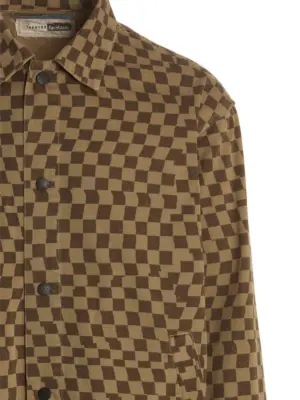 Check print overshirt Man INCOTEX RED X FACETASM Brown