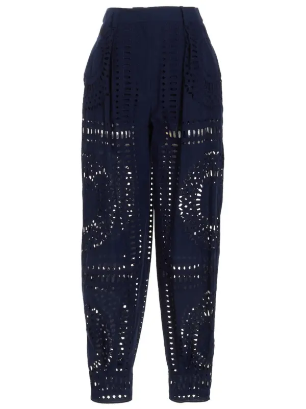 Embroidered cotton pants ALBERTA FERRETTI Blue