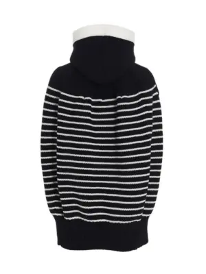 Striped hooded cape 2306489201 SACAI Blue