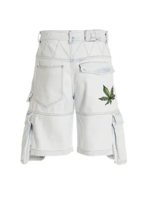Bleached Embroidered Ultracargo' bermuda shorts Man GCDS Light Blue
