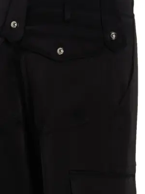 Satin cargo pants 78% 78% 22% polyester DAVID KOMA Black