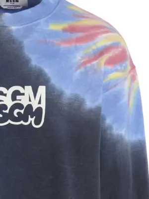 Logo print tie dye sweatshirt by Burro Studio Man MSGM Multicolor