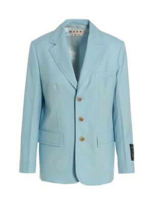 Single-breasted blazer jacket MARNI Light Blue