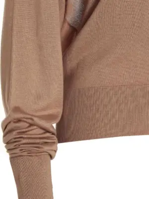 Cut out insert top sweater 100% silk RAMAEL Beige