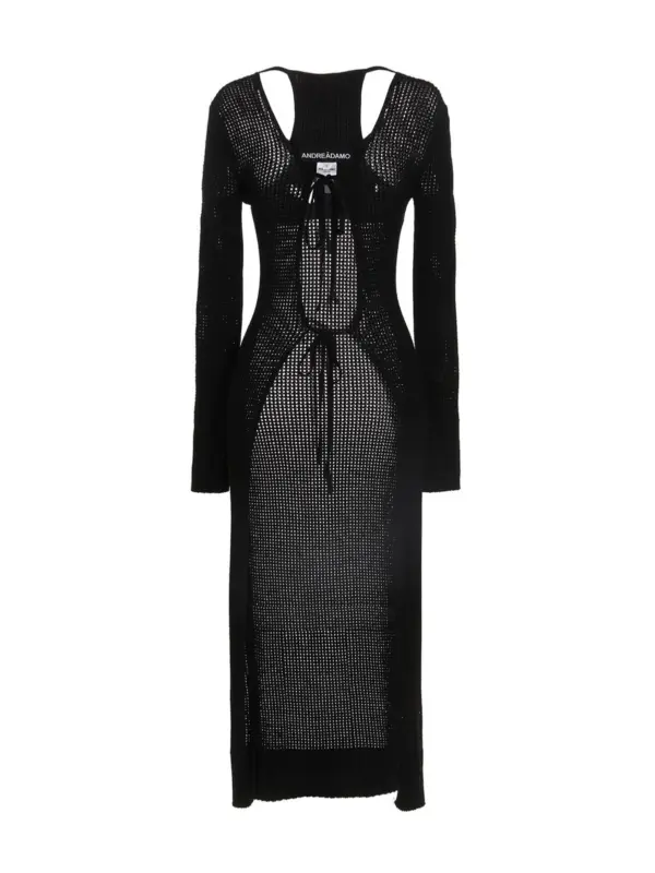 Openwork long cardigan ANDREĀDAMO Black