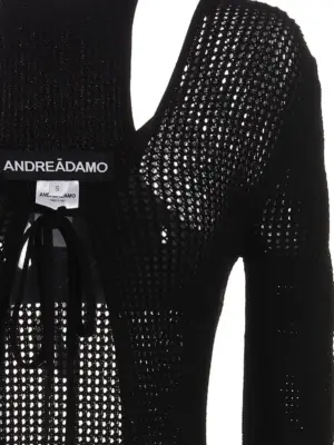 Openwork long cardigan Woman ANDREĀDAMO Black