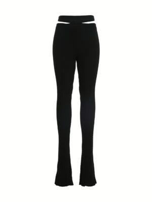 Ribbed flared trousers ANDREĀDAMO Black