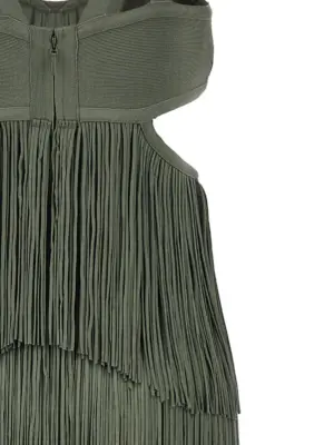 'Strappy Tiered Fringe' dress Woman HERVE LEGER Green
