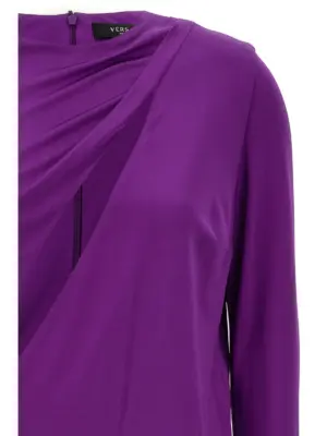 Cut out jersey dress Woman VERSACE Purple