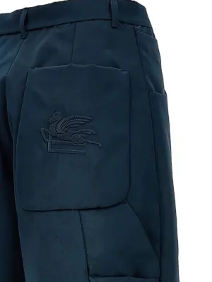 'Pegaso' cargo pants 100% polyester ETRO Blue