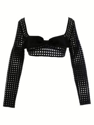 Cropped macramé bow top GIAMBATTISTA VALLI Black