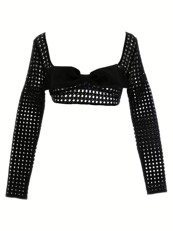 Cropped macramé bow top GIAMBATTISTA VALLI Black