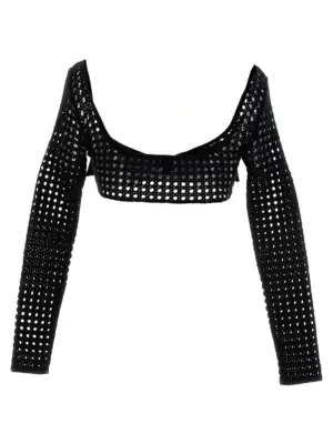 Cropped macramé bow top 23SSSVCM0M0238PEA9999 GIAMBATTISTA VALLI Black