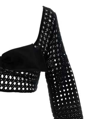 Cropped macramé bow top Woman GIAMBATTISTA VALLI Black