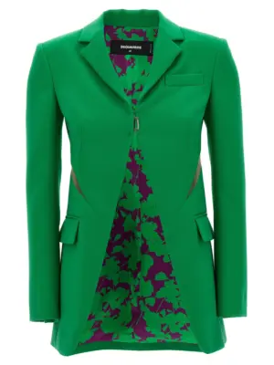 Tulle insert blazer jacket DSQUARED2 Green