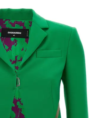 Tulle insert blazer jacket Woman DSQUARED2 Green