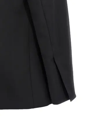 Double breast drawstring blazer jacket 98% virgin wool 2% elastane NENSI DOJAKA Black