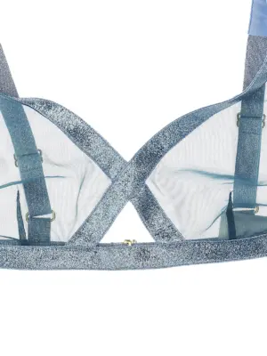 Iridescent sable tulle top Woman TOM FORD Light Blue