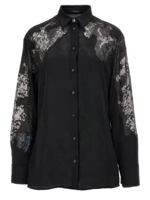 Satin lace shirt VERSACE Black