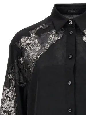 Satin lace shirt Woman VERSACE Black