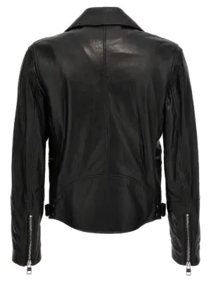 Texture leather jacket Man ALEXANDER MCQUEEN Black
